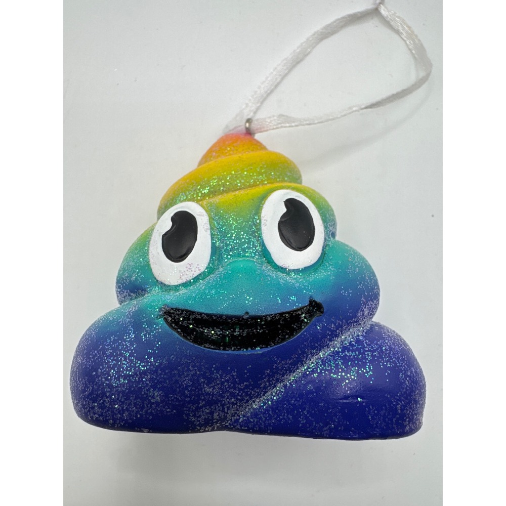 Hallmark Rainbow Glitter Poop Emoji Christmas Ornament HMK LIC Multicolor